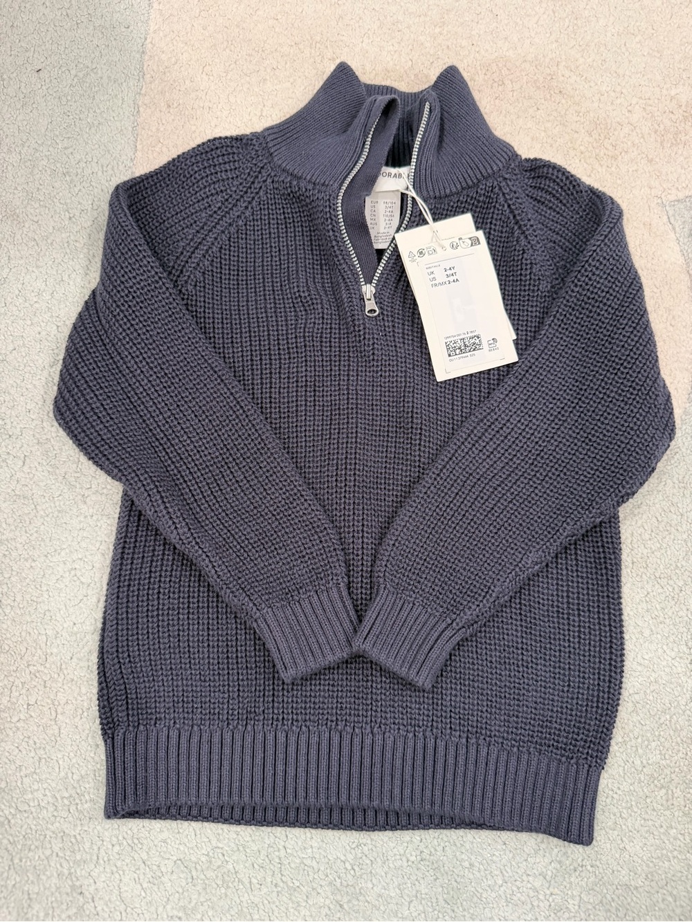 H&M toddler 3-4T Half-Zip Knit Navy Sweater NWT